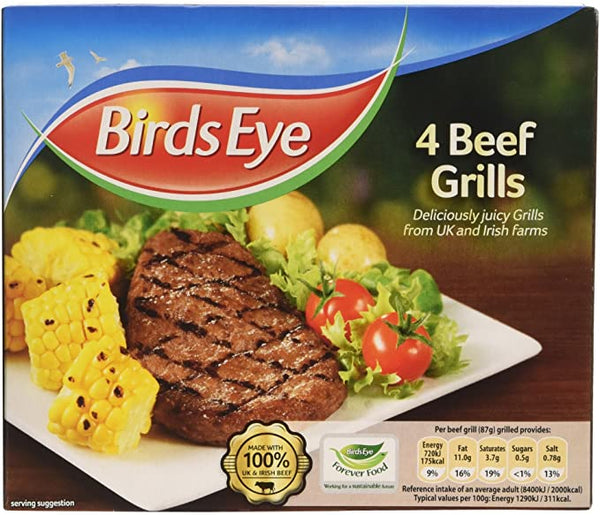 Birds Eye  4 Beef Grill Steaks  340G