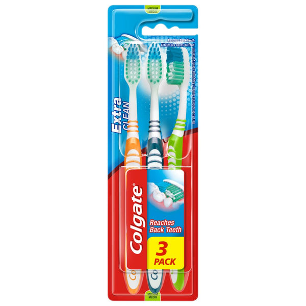 Colgate Extra Clean Medium Toothbrush 3Pk