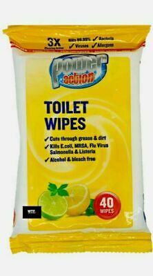 Power Action Toilet Wipes - 40 Wipes