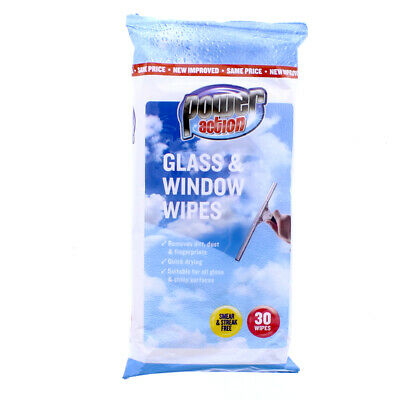 Power action Glass & Window Wipes - 30 Wipes